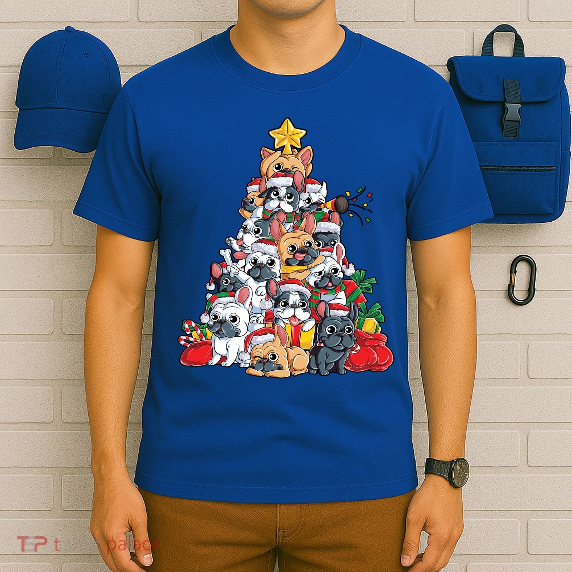 French Bulldog Christmas Tree Dog Santa Xmas Funny Gift Boys Cool Gift T-Shirt