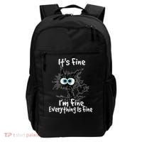 Funny Black Cat It's Fine I'm Fine Everything Is Fine Backpack thumb 0