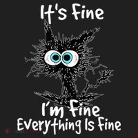 Funny Black Cat It's Fine I'm Fine Everything Is Fine Hat thumb 2