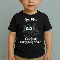 Funny Black Cat It's Fine I'm Fine Everything Is Fine Toddler T-Shirt thumb 2