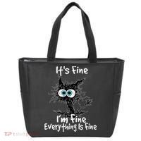 Funny Black Cat It's Fine I'm Fine Everything Is Fine Tote Bag thumb 0