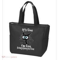 Funny Black Cat It's Fine I'm Fine Everything Is Fine Tote Bag thumb 3