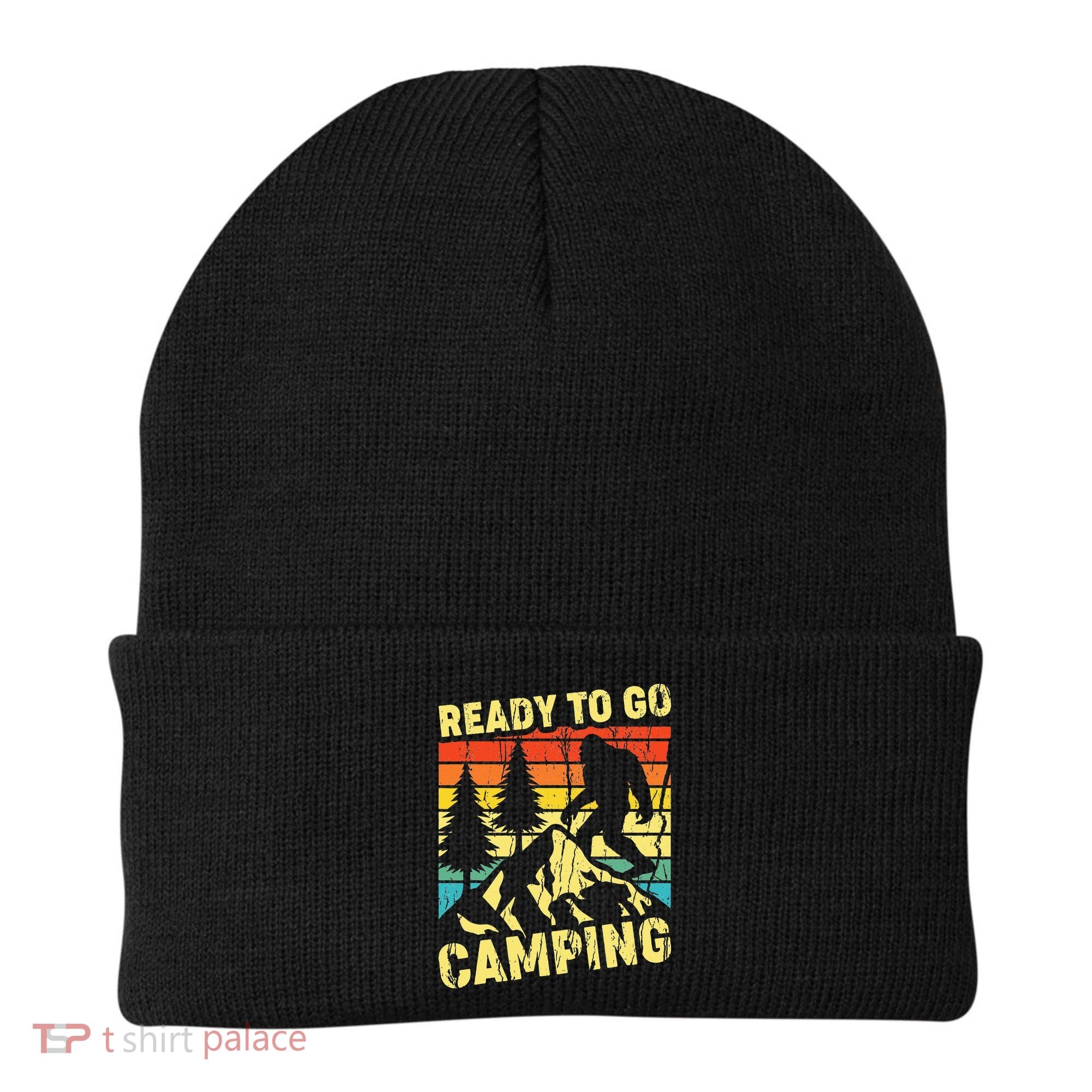 Funny Bigfoot Camping Ready To Go Camping Beanie