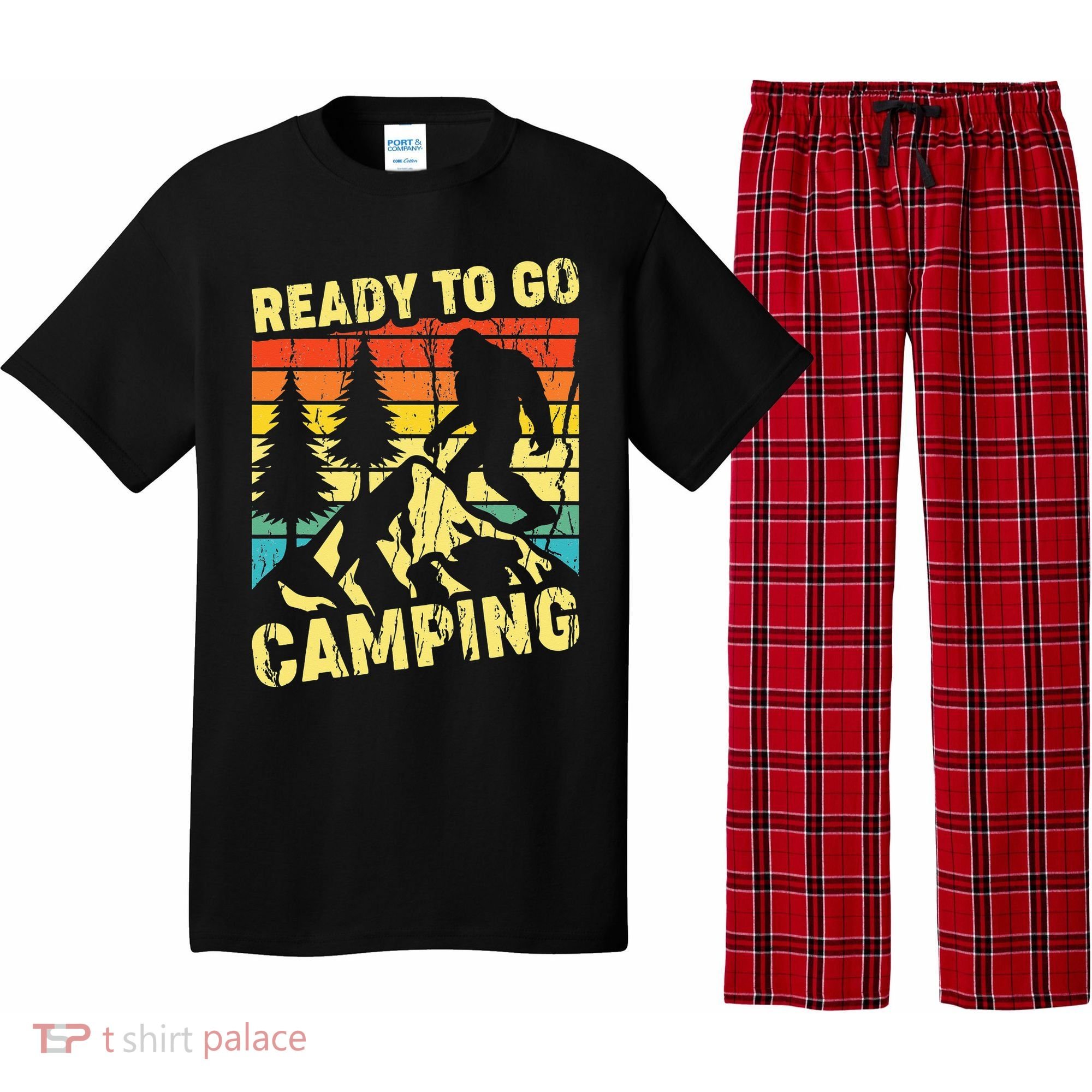 Funny Bigfoot Camping Ready To Go Camping Pajama Set