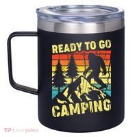 Funny Bigfoot Camping Ready To Go Camping 12oz Stainless Steel Coffee Mug thumb 2