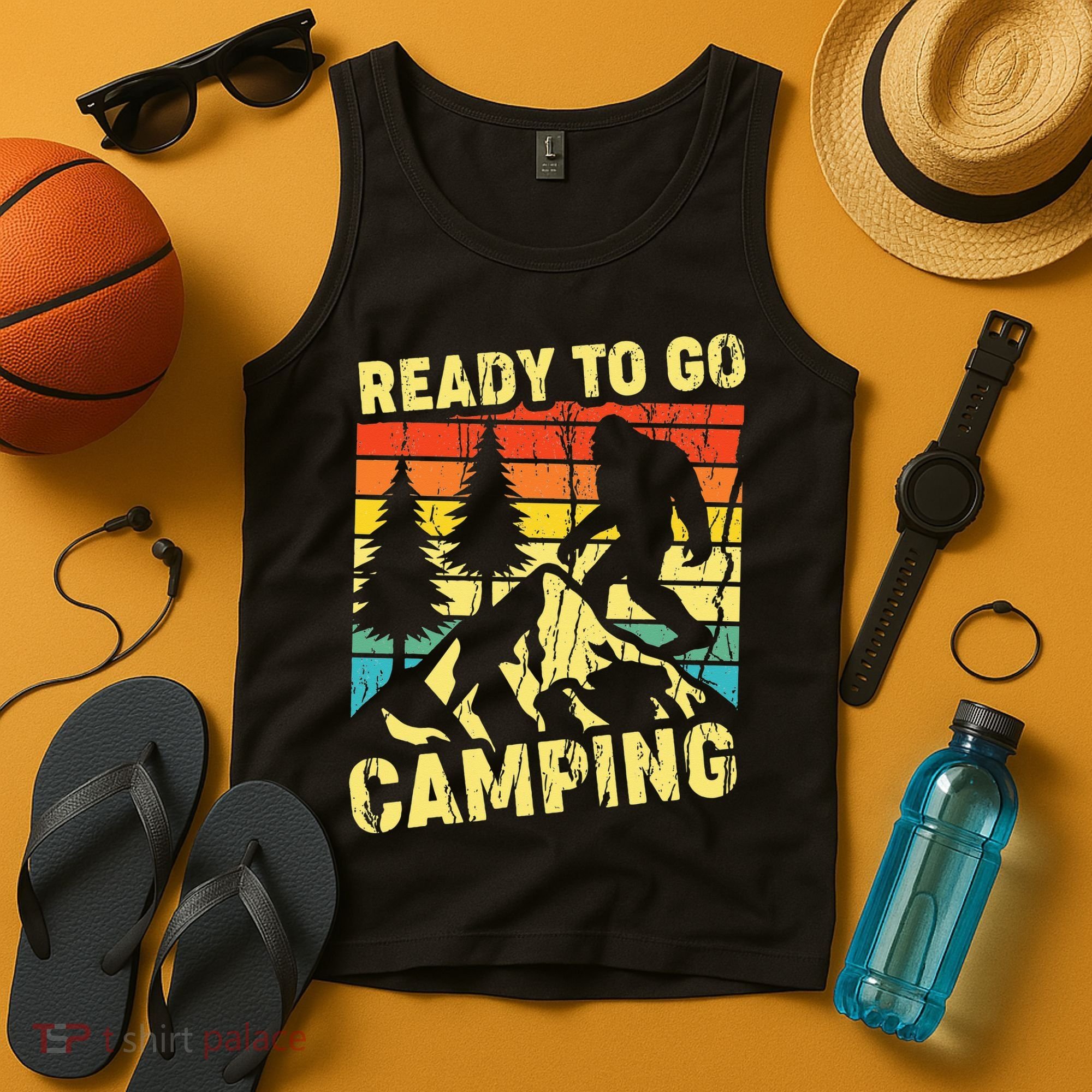 Funny Bigfoot Camping Ready To Go Camping Tank Top