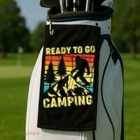 Funny Bigfoot Camping Ready To Go Camping Golf Towel thumb 2