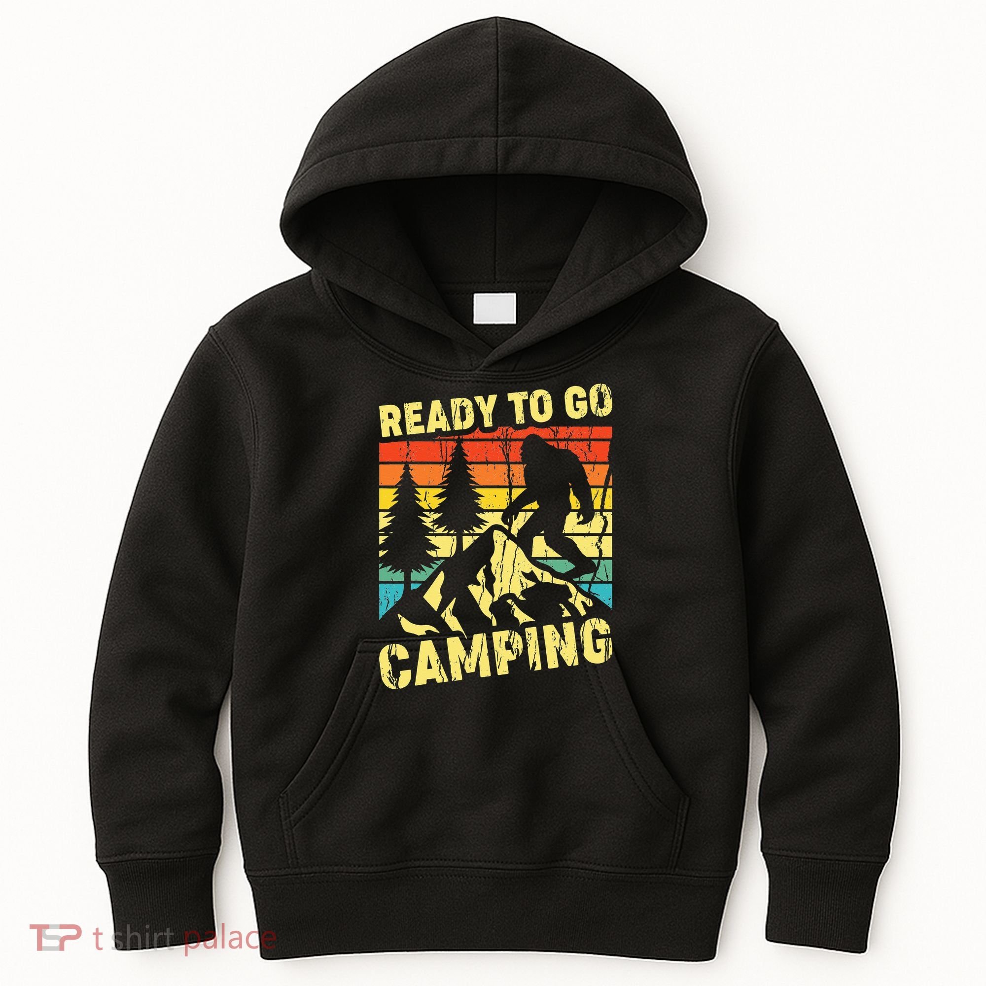 Funny Bigfoot Camping Ready To Go Camping Kids Hoodie