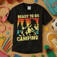 Funny Bigfoot Camping Ready To Go Camping Kids T-Shirt thumb 3