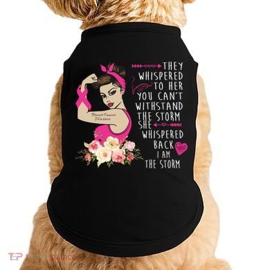 Fight Breast Cancer Quote Messy Bun Doggie Tank