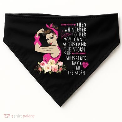 Fight Breast Cancer Quote Messy Bun USA-Made Doggie Bandana