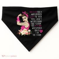 Fight Breast Cancer Quote Messy Bun USA-Made Doggie Bandana thumb 0