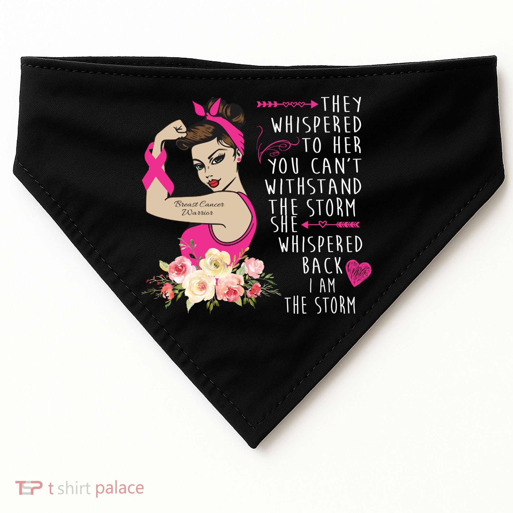 Fight Breast Cancer Quote Messy Bun USA-Made Doggie Bandana