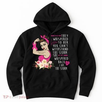 Fight Breast Cancer Quote Messy Bun Hoodie