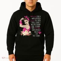 Fight Breast Cancer Quote Messy Bun Hoodie thumb 2