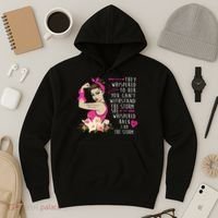 Fight Breast Cancer Quote Messy Bun Hoodie thumb 3