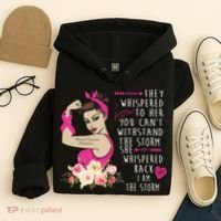 Fight Breast Cancer Quote Messy Bun Hoodie thumb 4