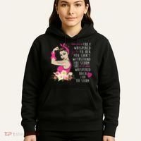 Fight Breast Cancer Quote Messy Bun Hoodie thumb 5
