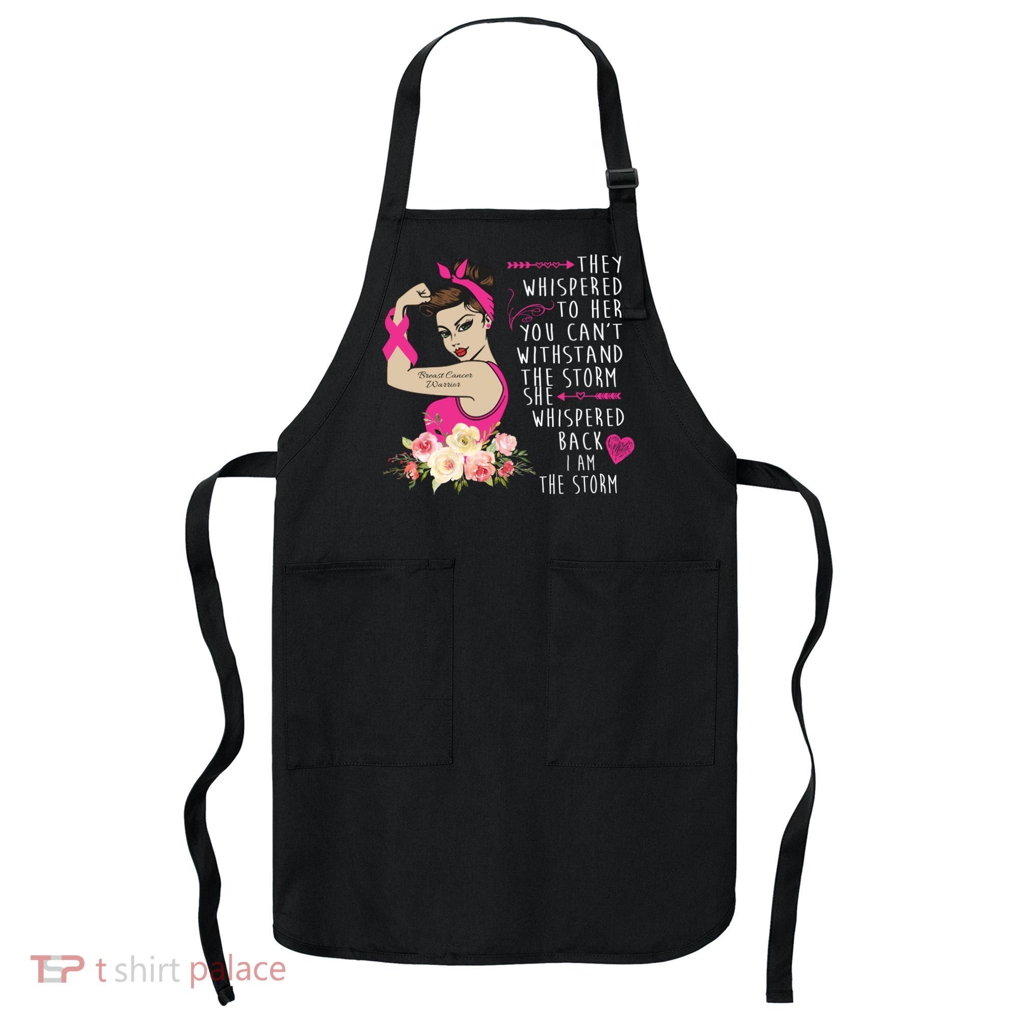 Fight Breast Cancer Quote Messy Bun Apron