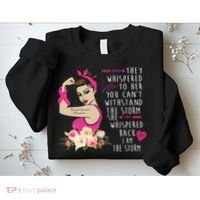 Fight Breast Cancer Quote Messy Bun Sweatshirt thumb 2