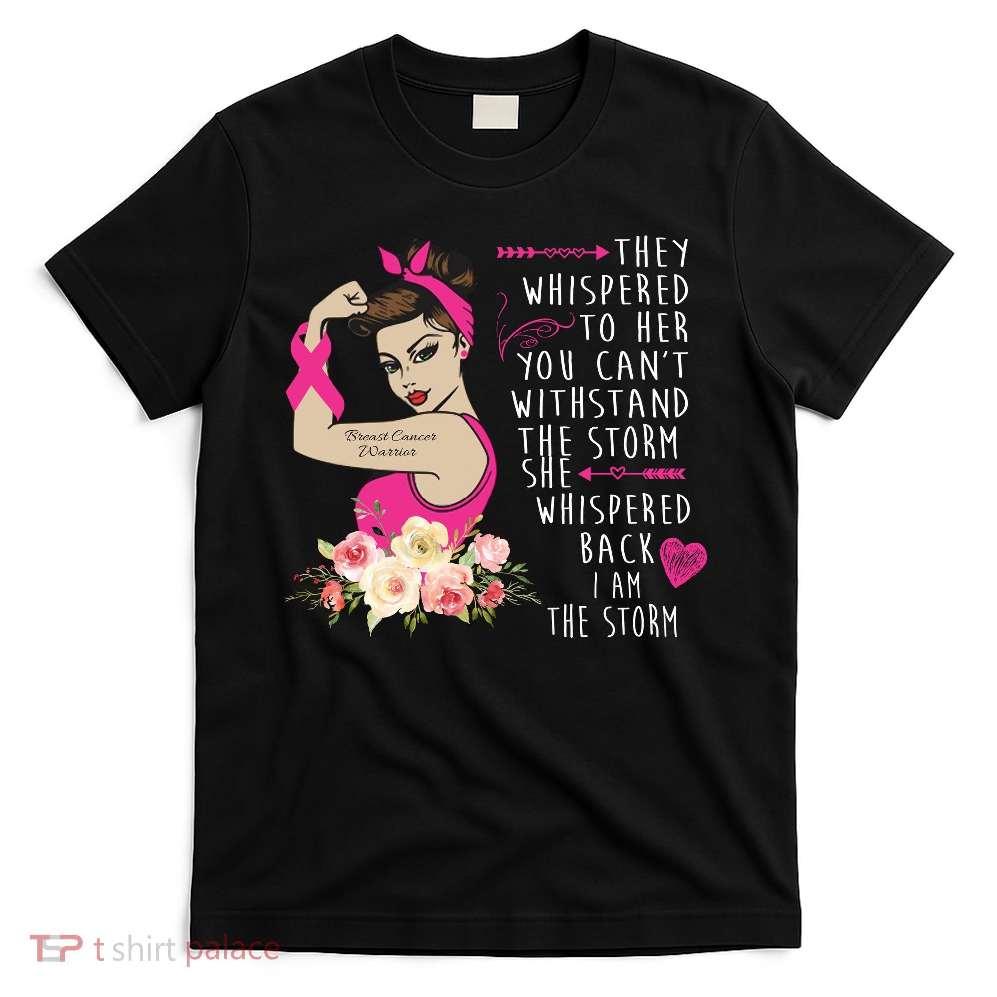 Fight Breast Cancer Quote Messy Bun T-Shirt