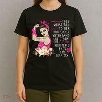 Fight Breast Cancer Quote Messy Bun T-Shirt thumb 4