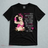 Fight Breast Cancer Quote Messy Bun T-Shirt thumb 5