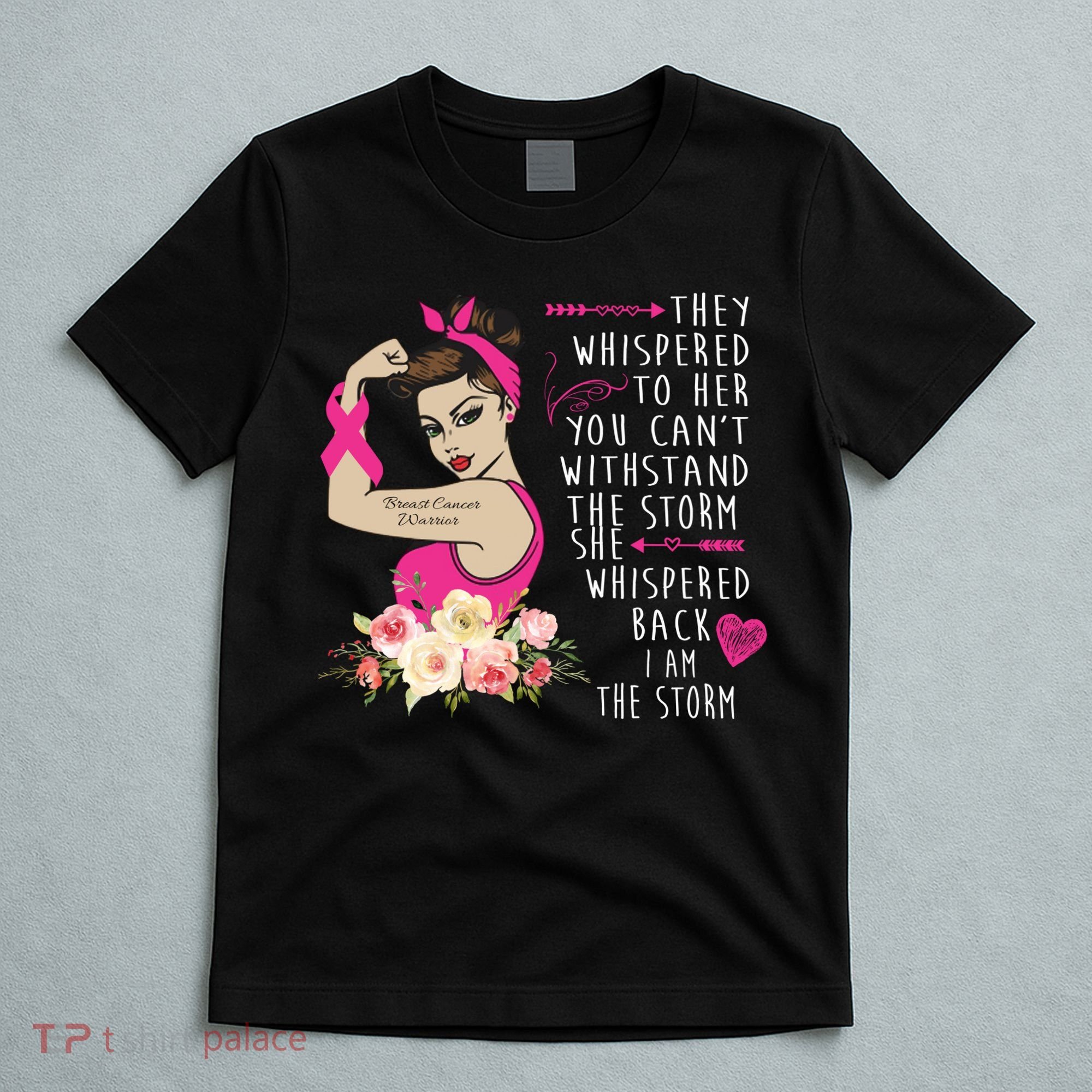 Fight Breast Cancer Quote Messy Bun T-Shirt