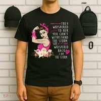 Fight Breast Cancer Quote Messy Bun T-Shirt thumb 6