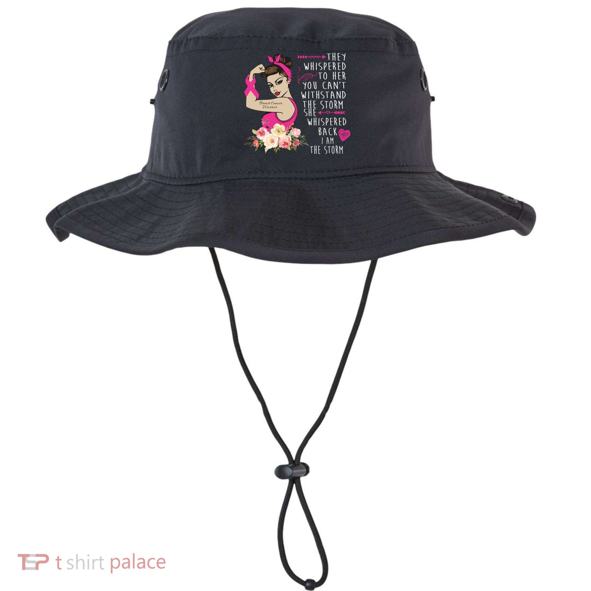 Fight Breast Cancer Quote Messy Bun Bucket Hat