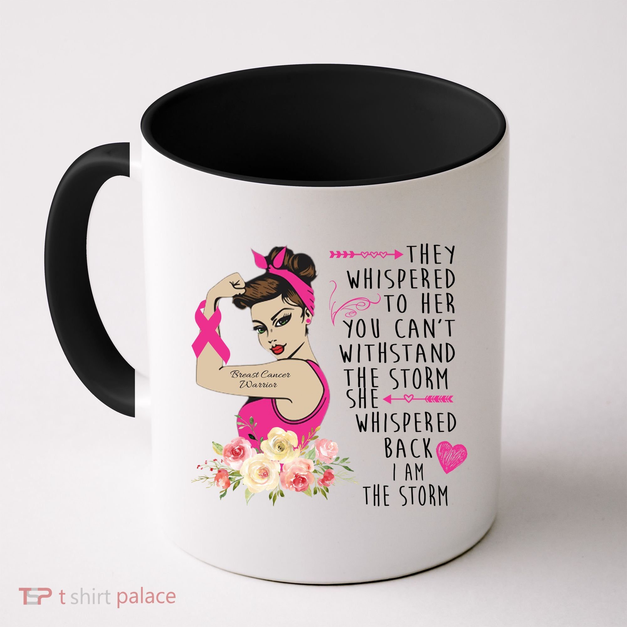 Fight Breast Cancer Quote Messy Bun Coffee Mug