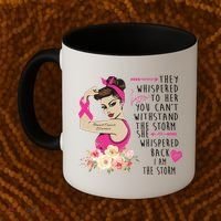 Fight Breast Cancer Quote Messy Bun Coffee Mug thumb 2