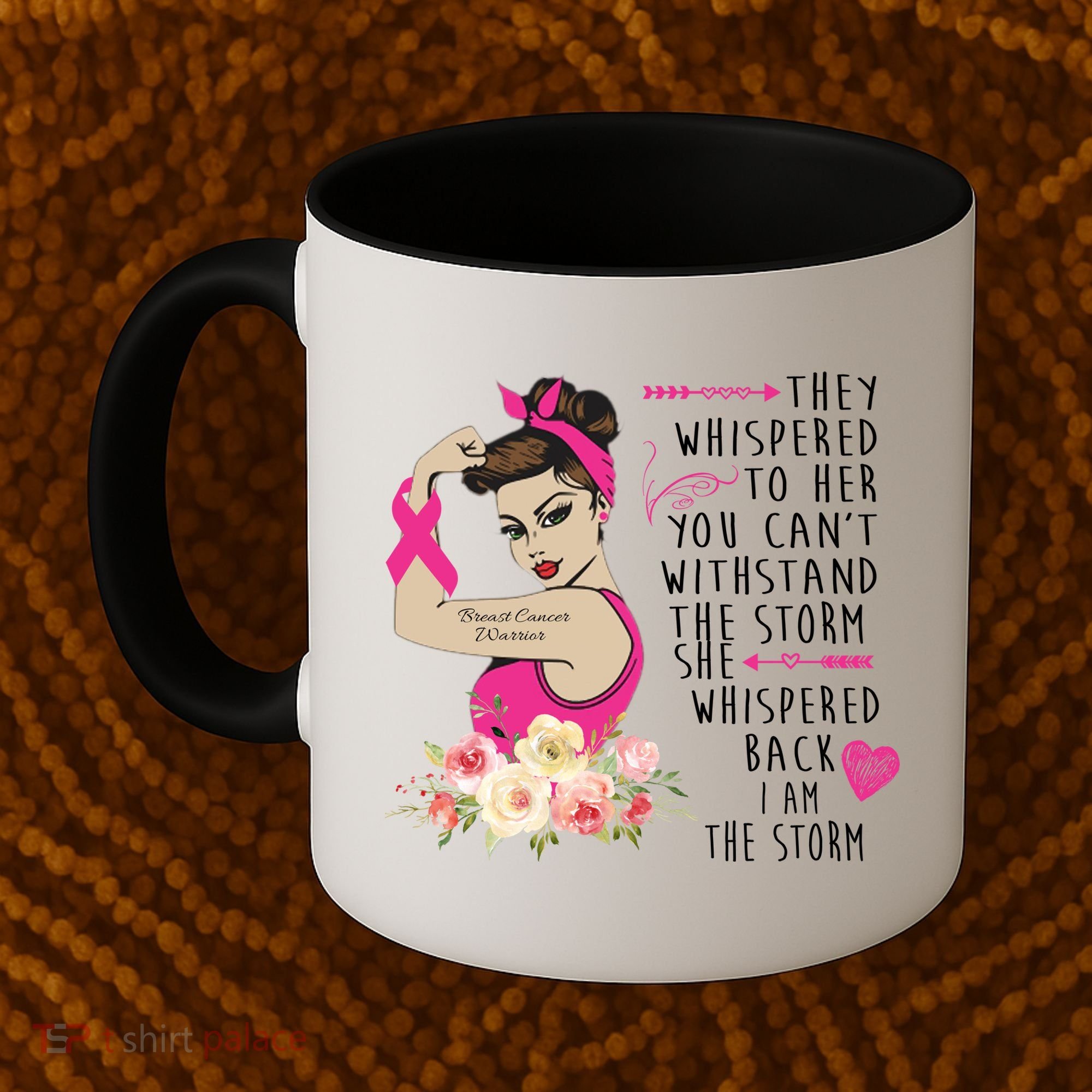 Fight Breast Cancer Quote Messy Bun Coffee Mug