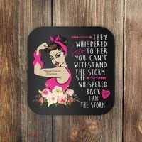 Fight Breast Cancer Quote Messy Bun Coaster thumb 0