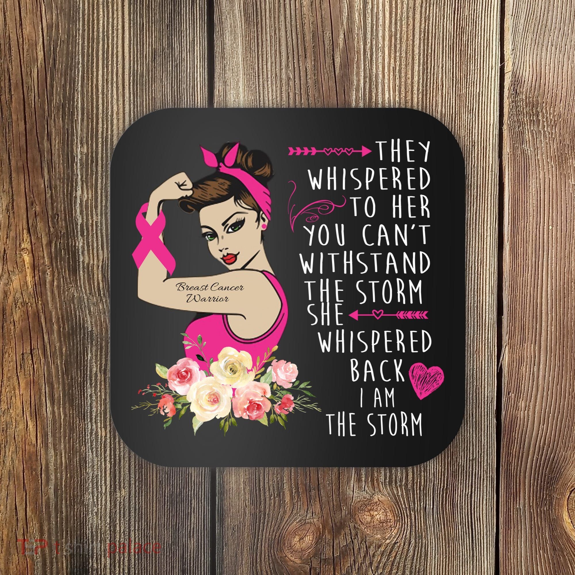 Fight Breast Cancer Quote Messy Bun Coaster