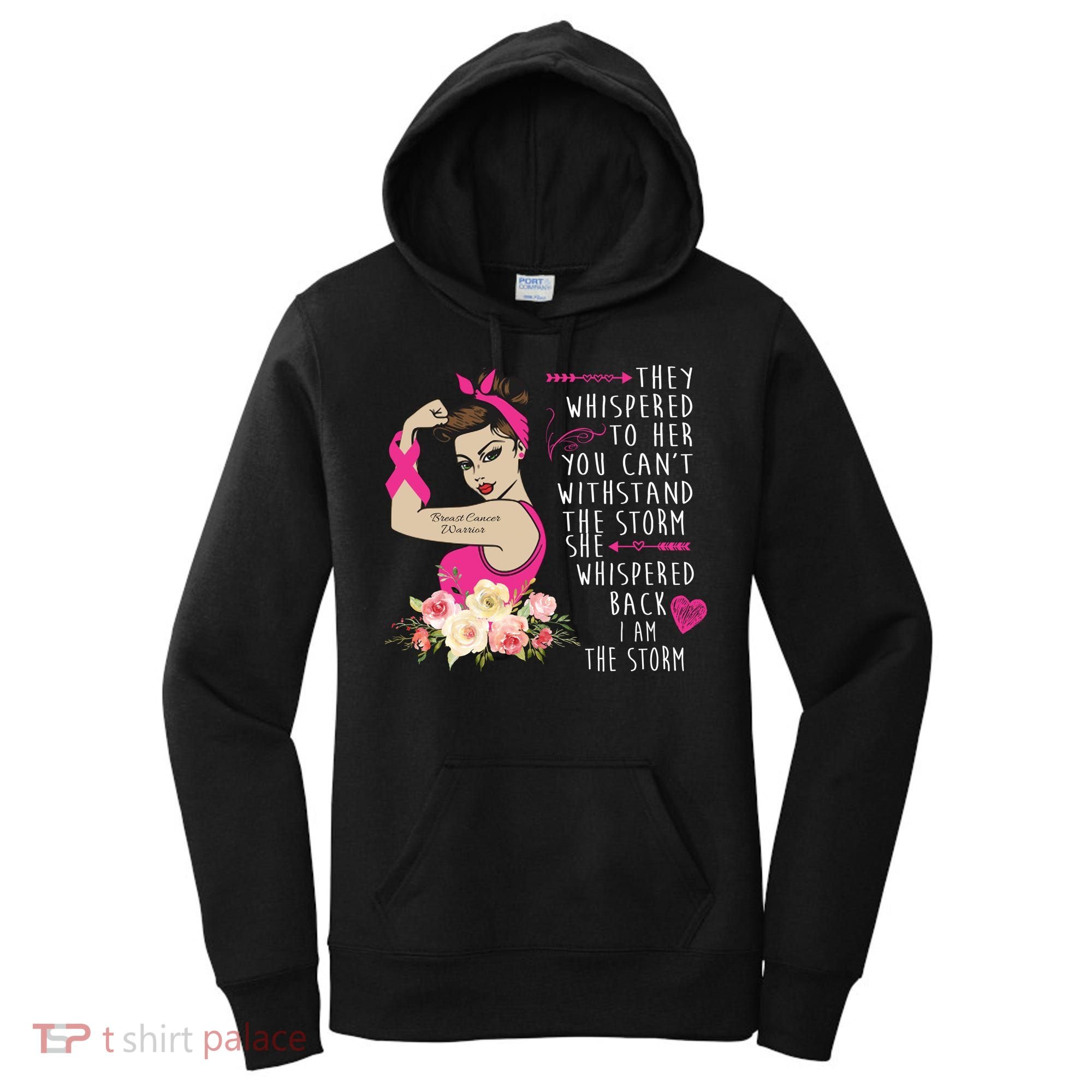 Fight Breast Cancer Quote Messy Bun Women's Hoodie