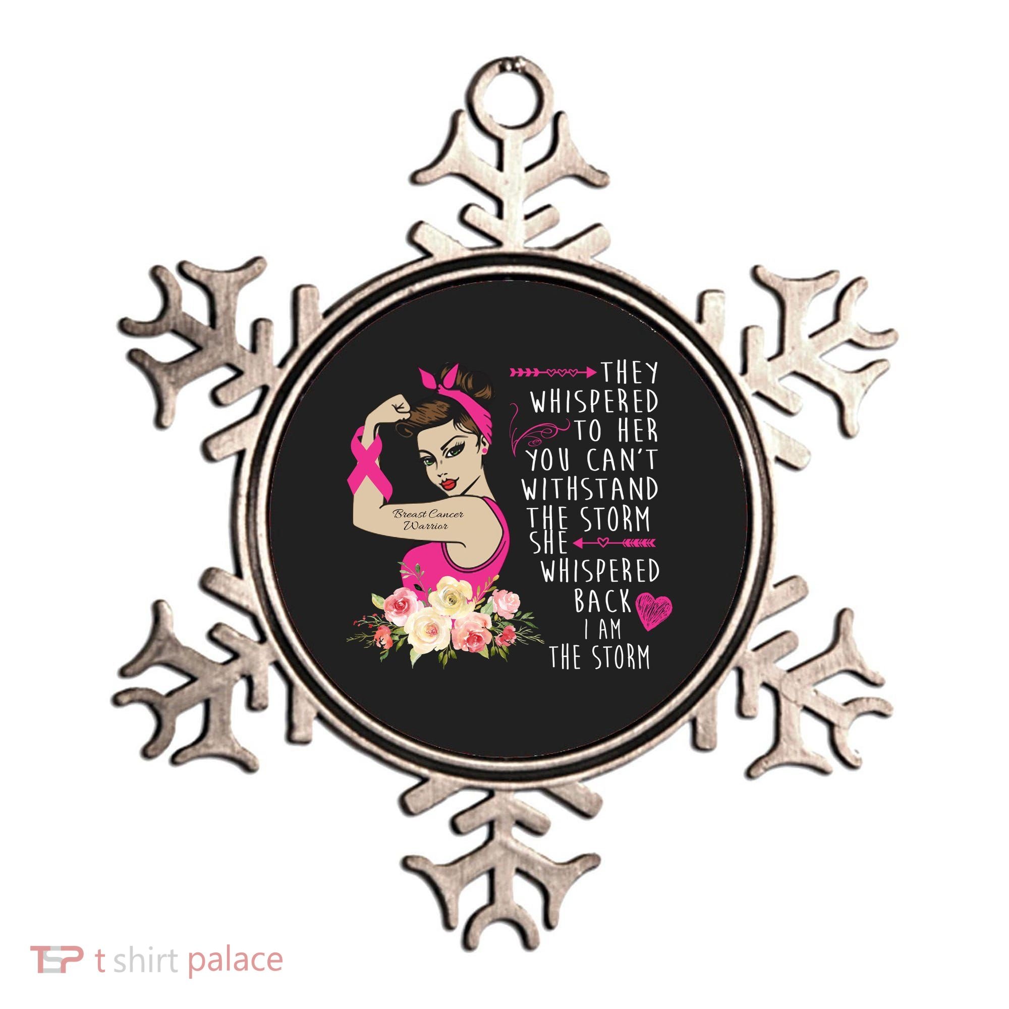 Fight Breast Cancer Quote Messy Bun Ornament