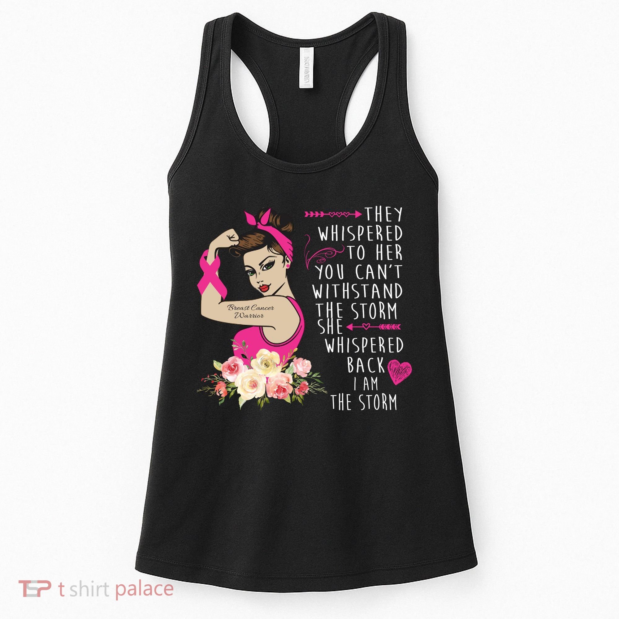 Fight Breast Cancer Quote Messy Bun Women's Tank Top