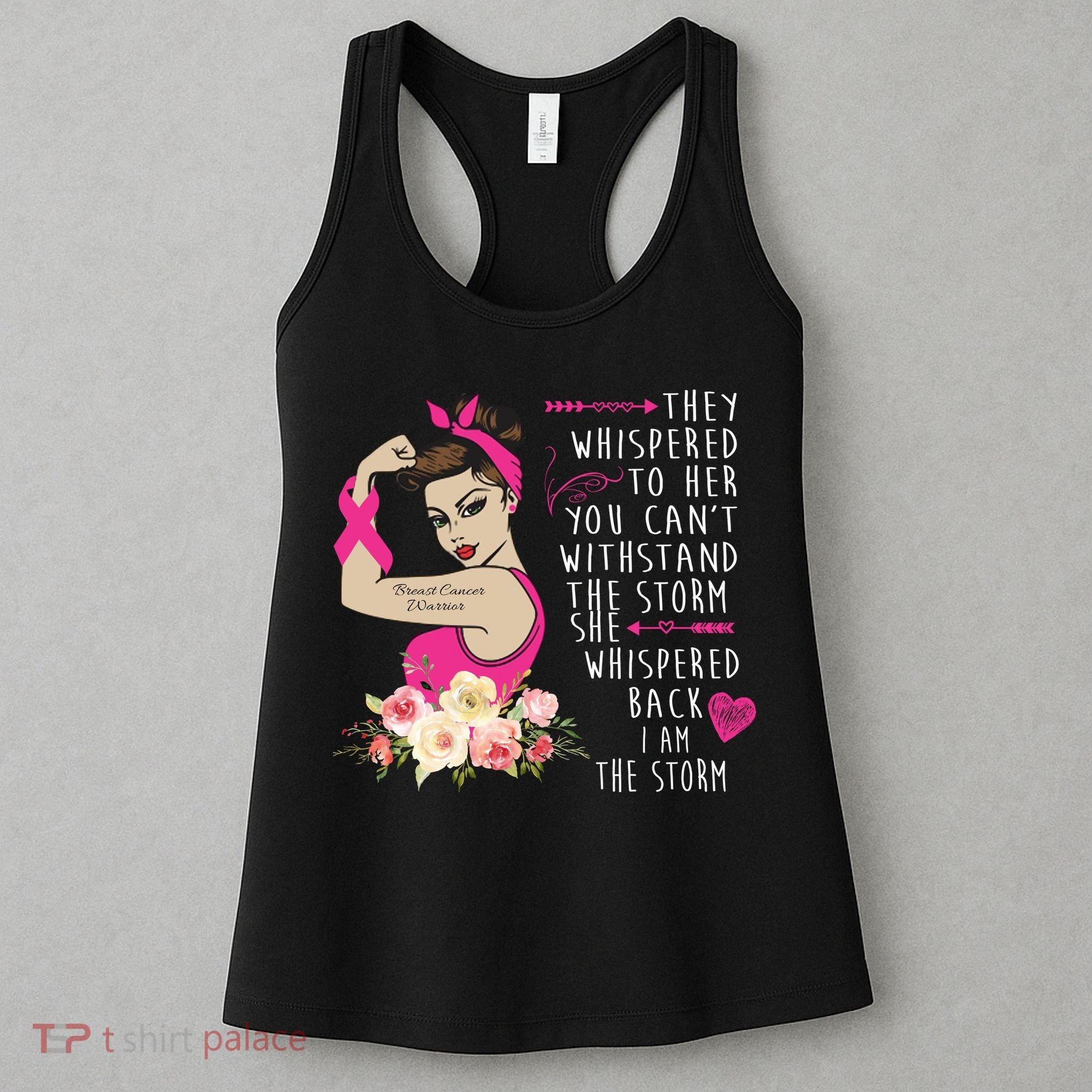 Fight Breast Cancer Quote Messy Bun Women's Tank Top