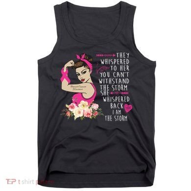 Fight Breast Cancer Quote Messy Bun Tank Top