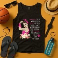 Fight Breast Cancer Quote Messy Bun Tank Top thumb 4