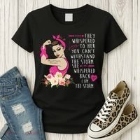 Fight Breast Cancer Quote Messy Bun Women's T-Shirt thumb 3