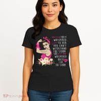 Fight Breast Cancer Quote Messy Bun Women's T-Shirt thumb 4