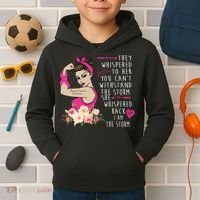 Fight Breast Cancer Quote Messy Bun Kids Hoodie thumb 2
