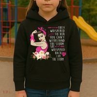 Fight Breast Cancer Quote Messy Bun Kids Hoodie thumb 3