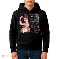 Fight Breast Cancer Quote Messy Bun Kids Hoodie thumb 4