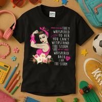 Fight Breast Cancer Quote Messy Bun Kids T-Shirt thumb 3