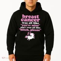 Funny Breast Cancer Survivor Bitch Please Unicorn Hoodie thumb 2