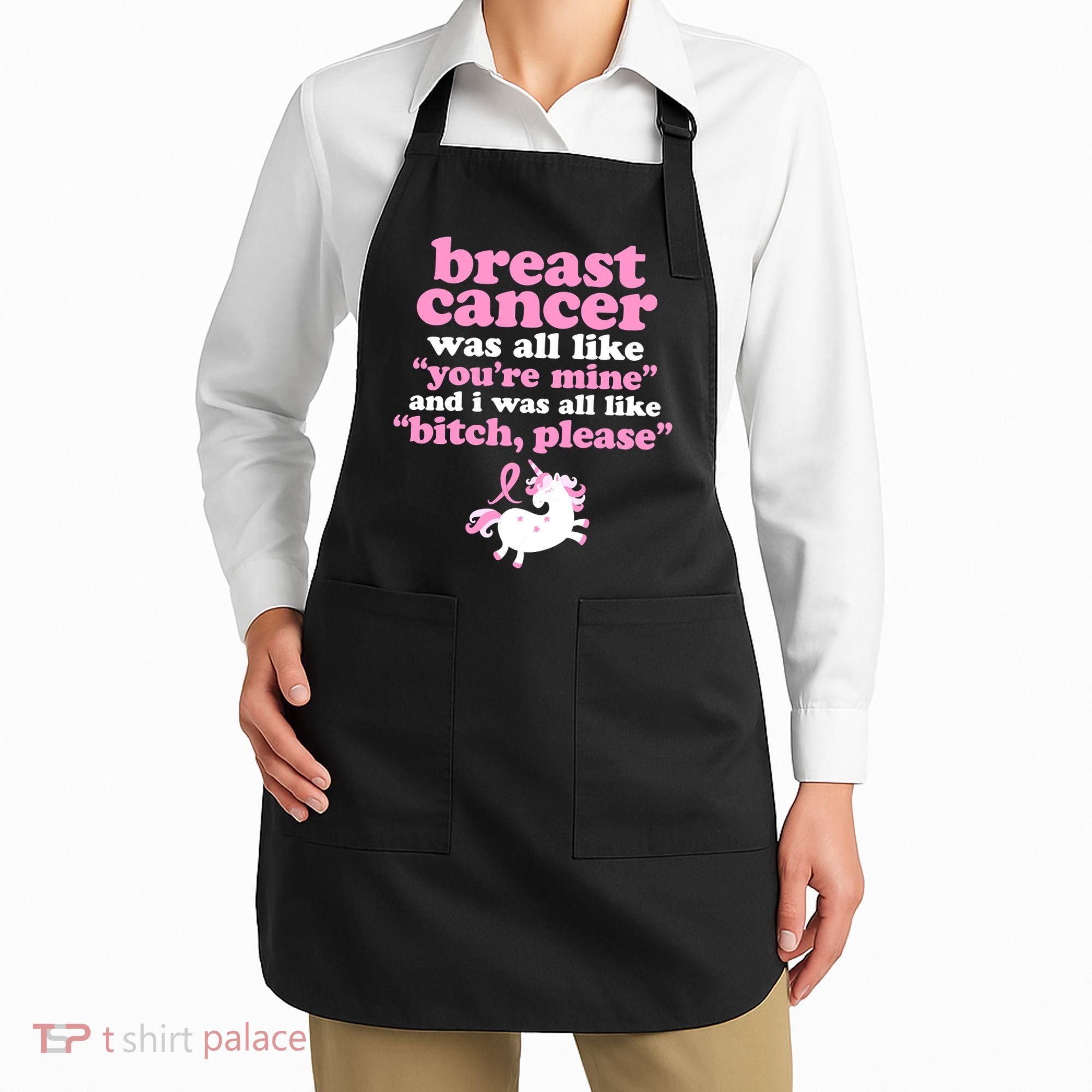Funny Breast Cancer Survivor Bitch Please Unicorn Apron