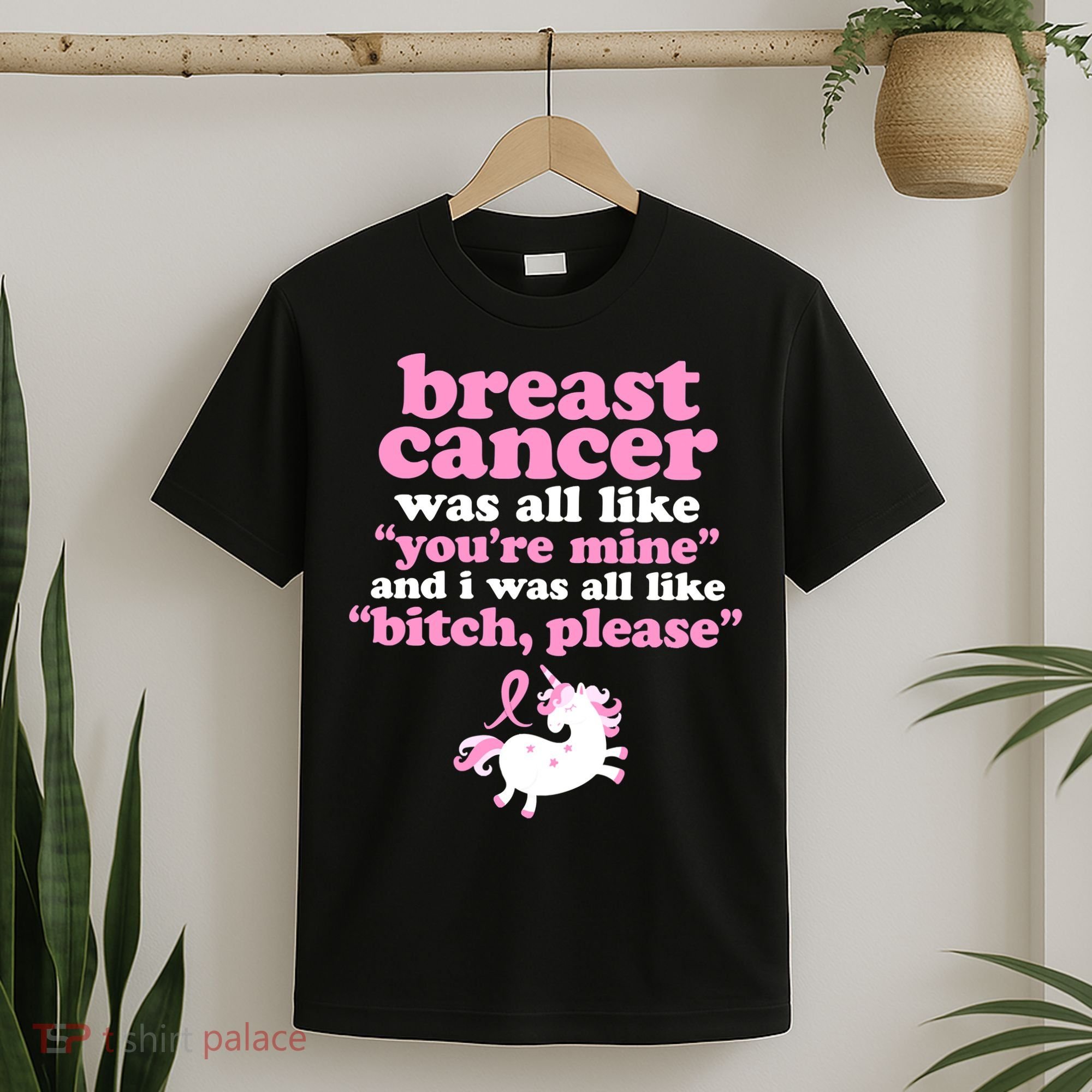 Funny Breast Cancer Survivor Bitch Please Unicorn T-Shirt